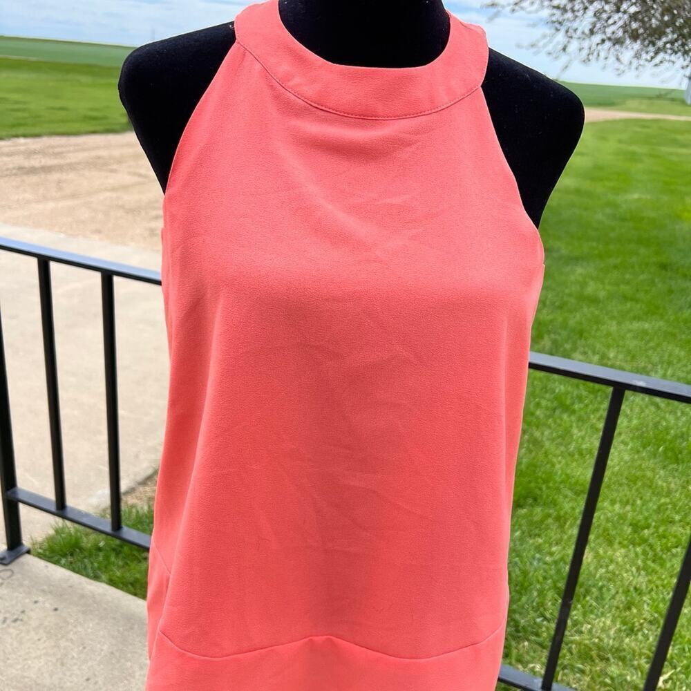 Paper Crane coral sleeveless top with short zipper in back, women's size S